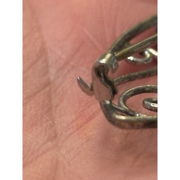 Vtg WL Walter Lampl Sterling Silver Art Deco Tulip Floral Oval Brooch 2” 925 - Picture 5 of 6